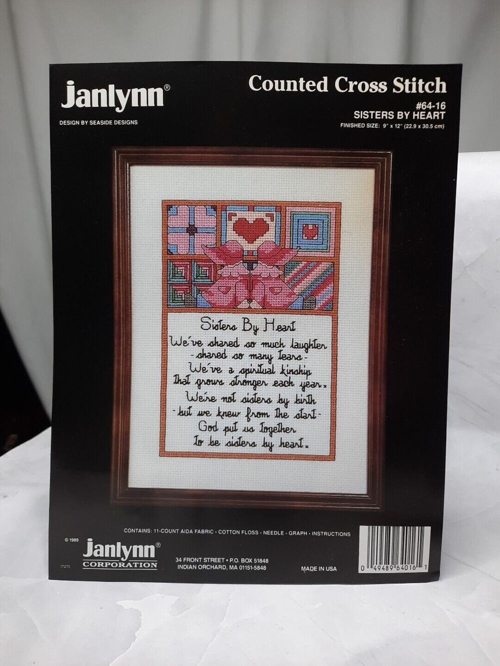 Janlynn Counted Cross Stitch Kit Sisters by Heart 64-16 Vintage 1989